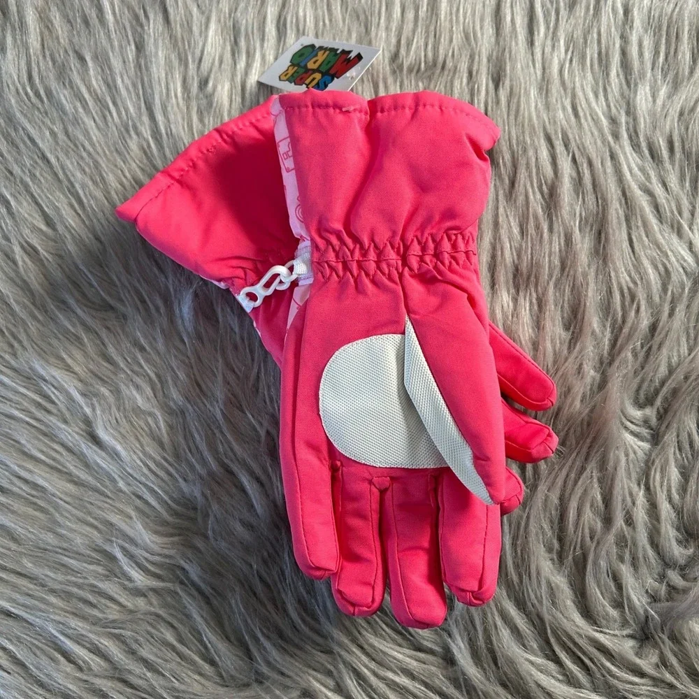 Nintendo Super Mario Snow‎ Gloves Girls Size Small/Medium Pink Princess Peach